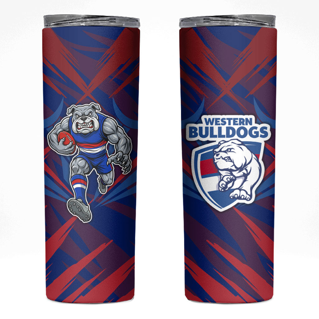 Western Bulldogs Australian Football Skinny Tumbler Aggressive Bulldog Mascot - Bold Team Colors