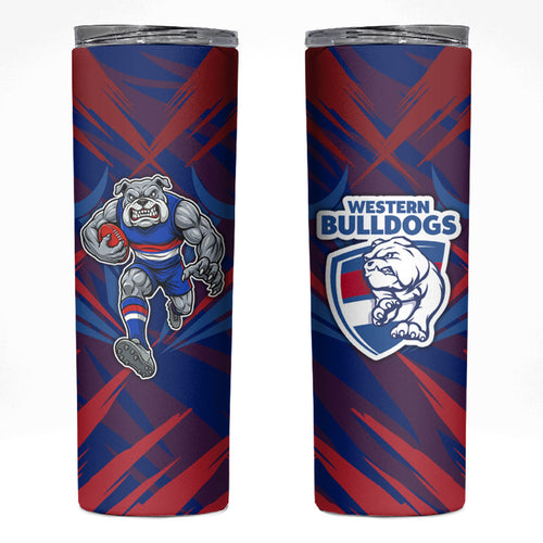 Western Bulldogs Australian Football Skinny Tumbler Aggressive Bulldog Mascot - Bold Team Colors