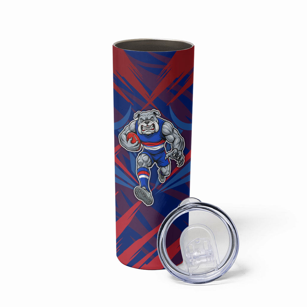 Western Bulldogs Australian Football Skinny Tumbler Aggressive Bulldog Mascot - Bold Team Colors