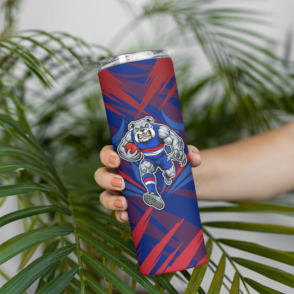 Western Bulldogs Australian Football Skinny Tumbler Aggressive Bulldog Mascot - Bold Team Colors