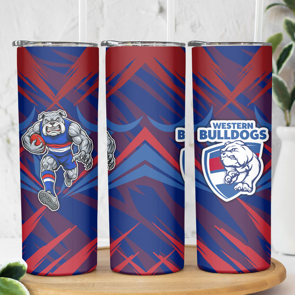 Western Bulldogs Australian Football Skinny Tumbler Aggressive Bulldog Mascot - Bold Team Colors