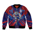 Western Bulldogs Australian Football Sleeve Zip Bomber Jacket Aggressive Bulldog Mascot - Bold Team Colors