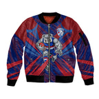 Western Bulldogs Australian Football Sleeve Zip Bomber Jacket Aggressive Bulldog Mascot - Bold Team Colors