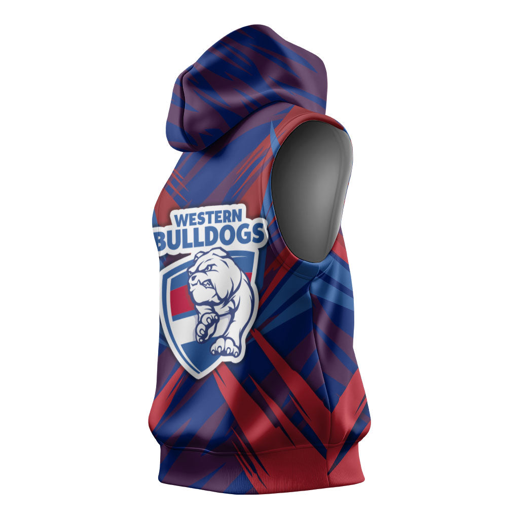 Western Bulldogs Australian Football Sleeveless Hoodie Aggressive Bulldog Mascot - Bold Team Colors