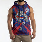 Western Bulldogs Australian Football Sleeveless Hoodie Aggressive Bulldog Mascot - Bold Team Colors