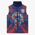 Western Bulldogs Australian Football Sleeveless Puffer Jacket Aggressive Bulldog Mascot - Bold Team Colors