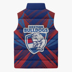 Western Bulldogs Australian Football Sleeveless Puffer Jacket Aggressive Bulldog Mascot - Bold Team Colors