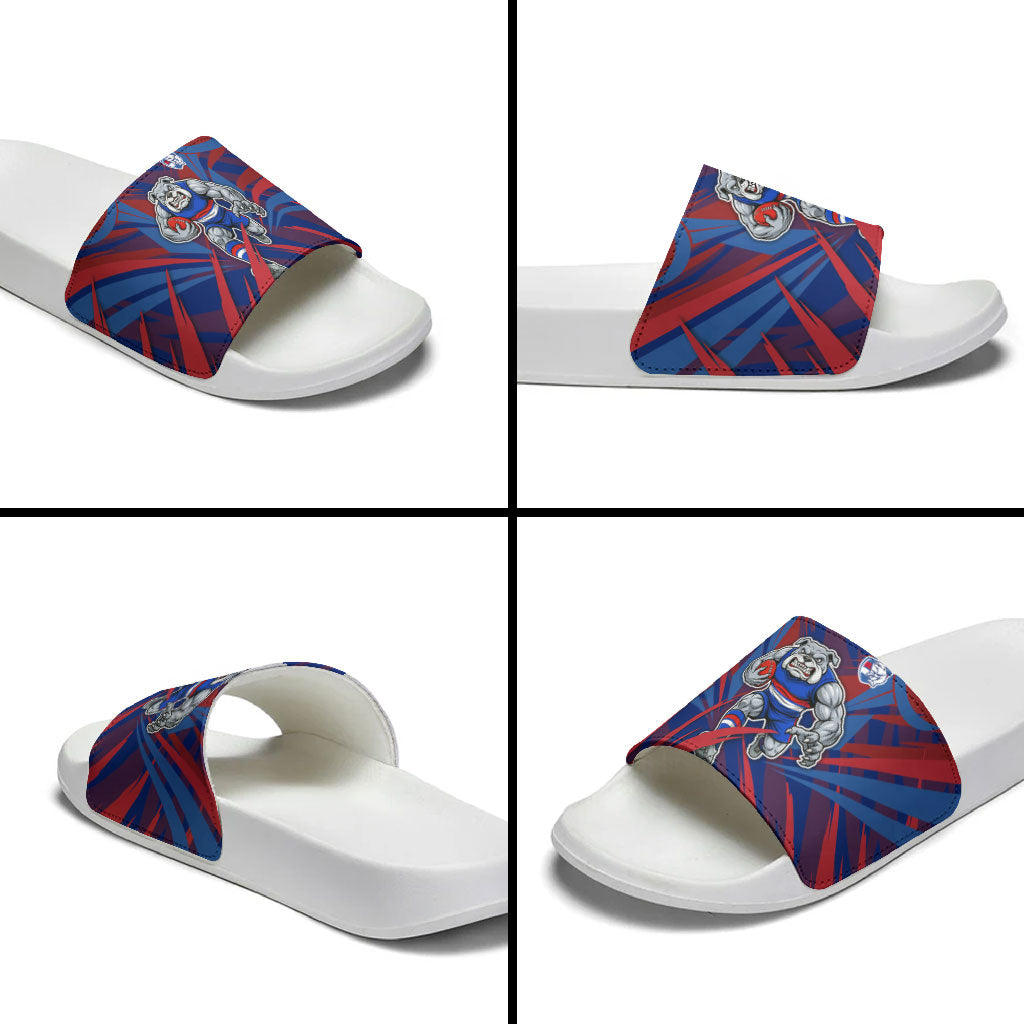 Western Bulldogs Australian Football Slide Sandals Aggressive Bulldog Mascot - Bold Team Colors