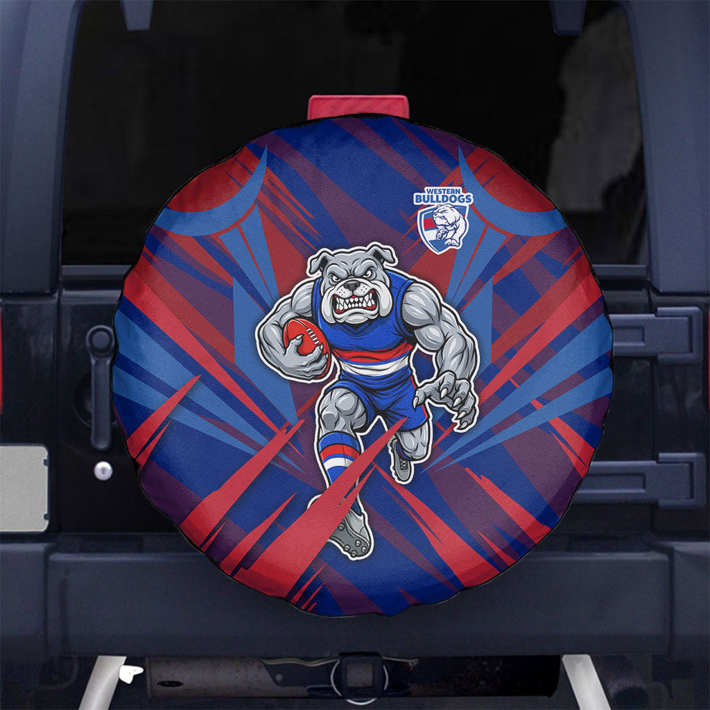 Western Bulldogs Australian Football Spare Tire Cover Aggressive Bulldog Mascot - Bold Team Colors