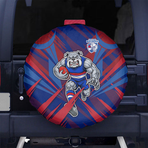Western Bulldogs Australian Football Spare Tire Cover Aggressive Bulldog Mascot - Bold Team Colors