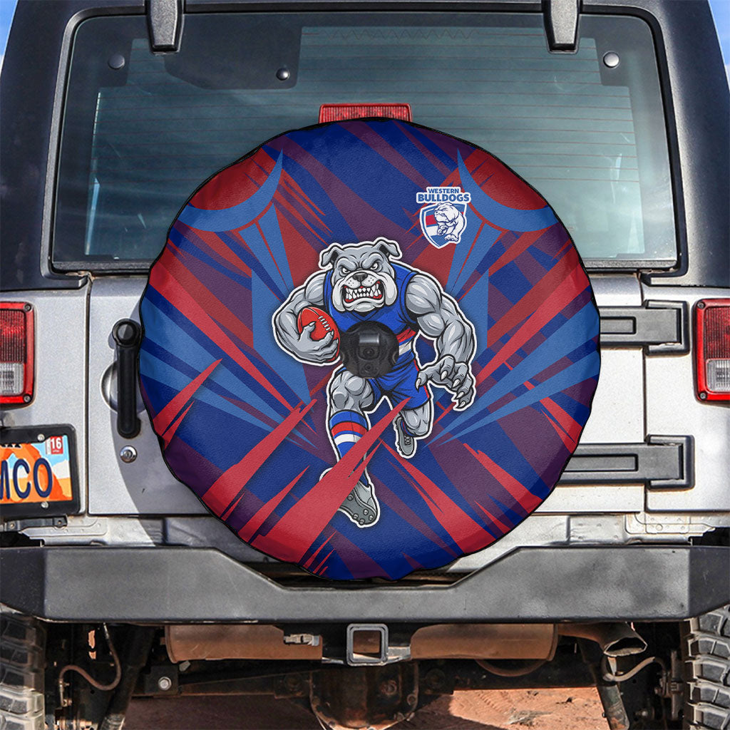 Western Bulldogs Australian Football Spare Tire Cover Aggressive Bulldog Mascot - Bold Team Colors