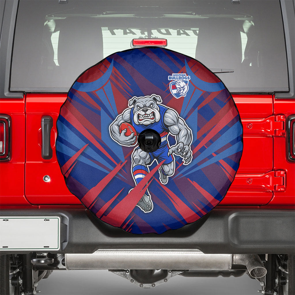 Western Bulldogs Australian Football Spare Tire Cover Aggressive Bulldog Mascot - Bold Team Colors