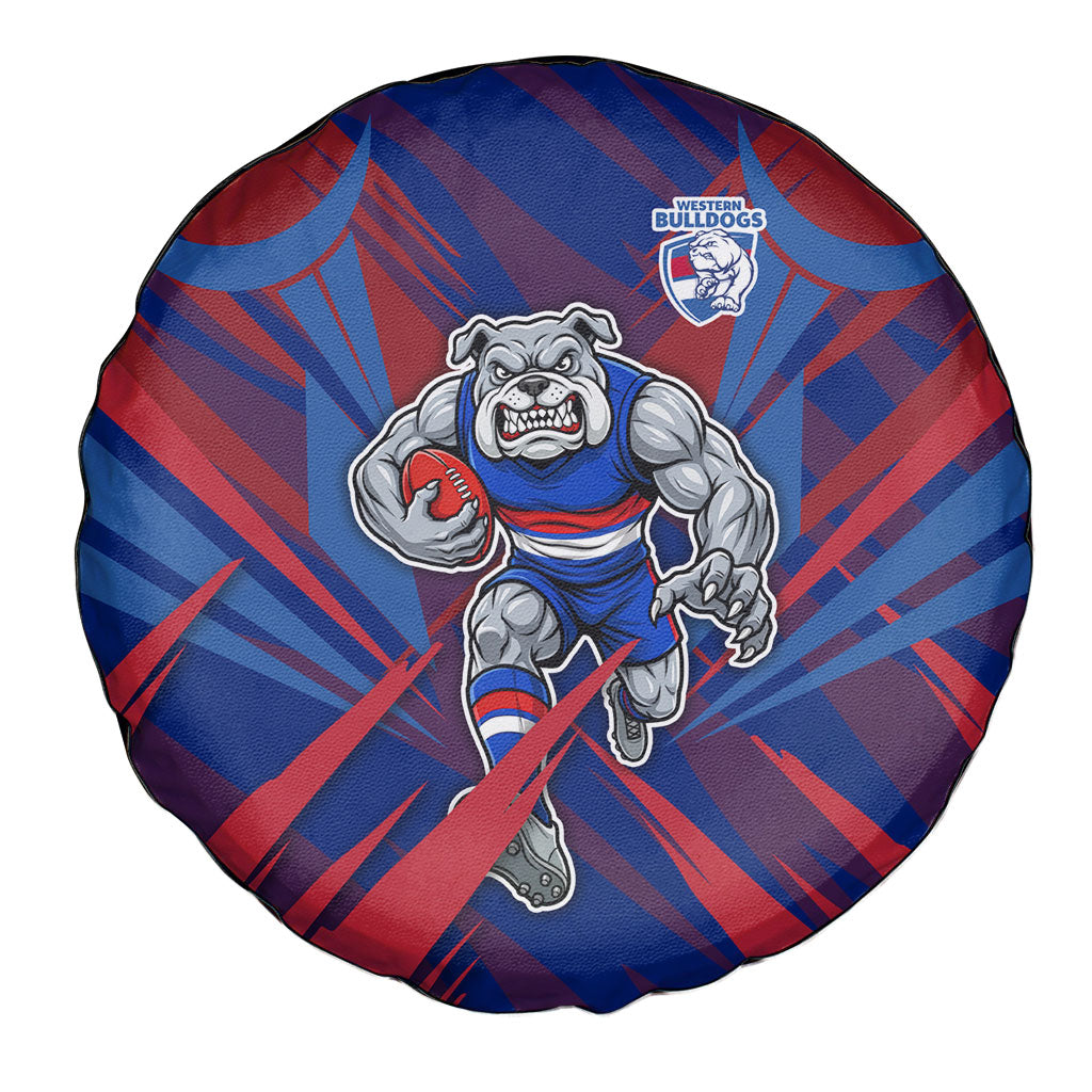 Western Bulldogs Australian Football Spare Tire Cover Aggressive Bulldog Mascot - Bold Team Colors
