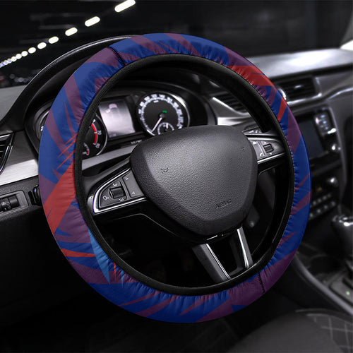 Western Bulldogs Australian Football Steering Wheel Cover Aggressive Bulldog Mascot - Bold Team Colors