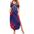 Western Bulldogs Australian Football Summer Maxi Dress Aggressive Bulldog Mascot - Bold Team Colors