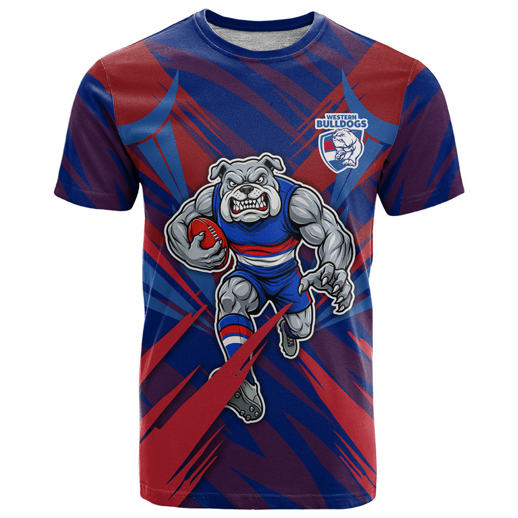 Western Bulldogs Australian Football T Shirt Aggressive Bulldog Mascot - Bold Team Colors