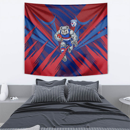 Western Bulldogs Australian Football Tapestry Aggressive Bulldog Mascot - Bold Team Colors