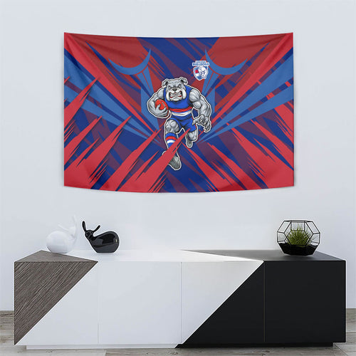 Western Bulldogs Australian Football Tapestry Aggressive Bulldog Mascot - Bold Team Colors