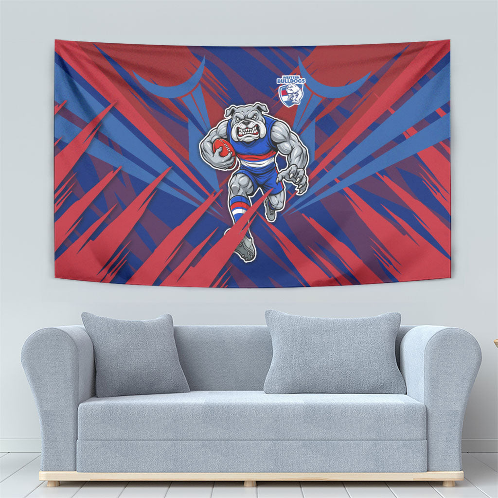 Western Bulldogs Australian Football Tapestry Aggressive Bulldog Mascot - Bold Team Colors