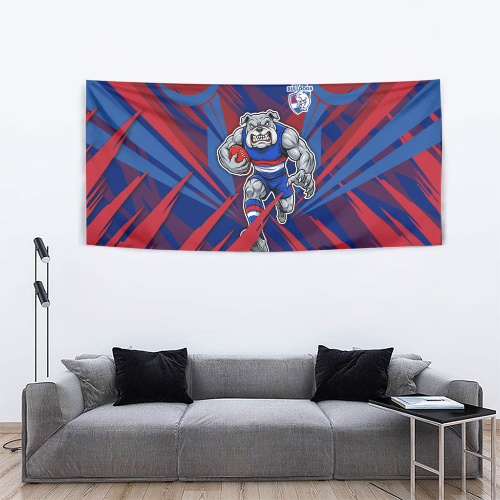 Western Bulldogs Australian Football Tapestry Aggressive Bulldog Mascot - Bold Team Colors
