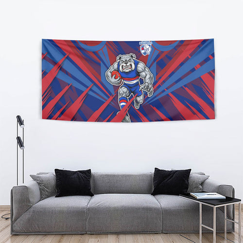 Western Bulldogs Australian Football Tapestry Aggressive Bulldog Mascot - Bold Team Colors