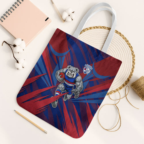 Western Bulldogs Australian Football Tote Bag Aggressive Bulldog Mascot - Bold Team Colors