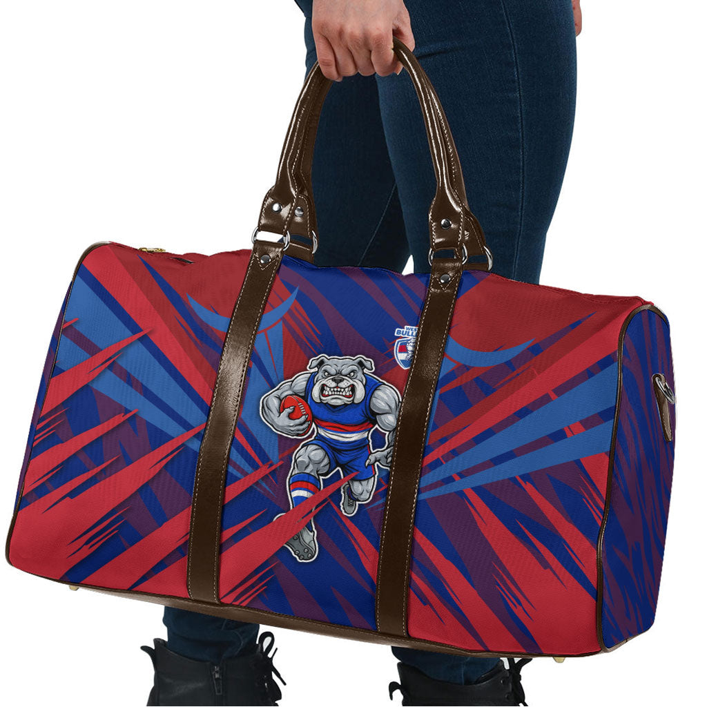 Western Bulldogs Australian Football Travel Bag Aggressive Bulldog Mascot - Bold Team Colors