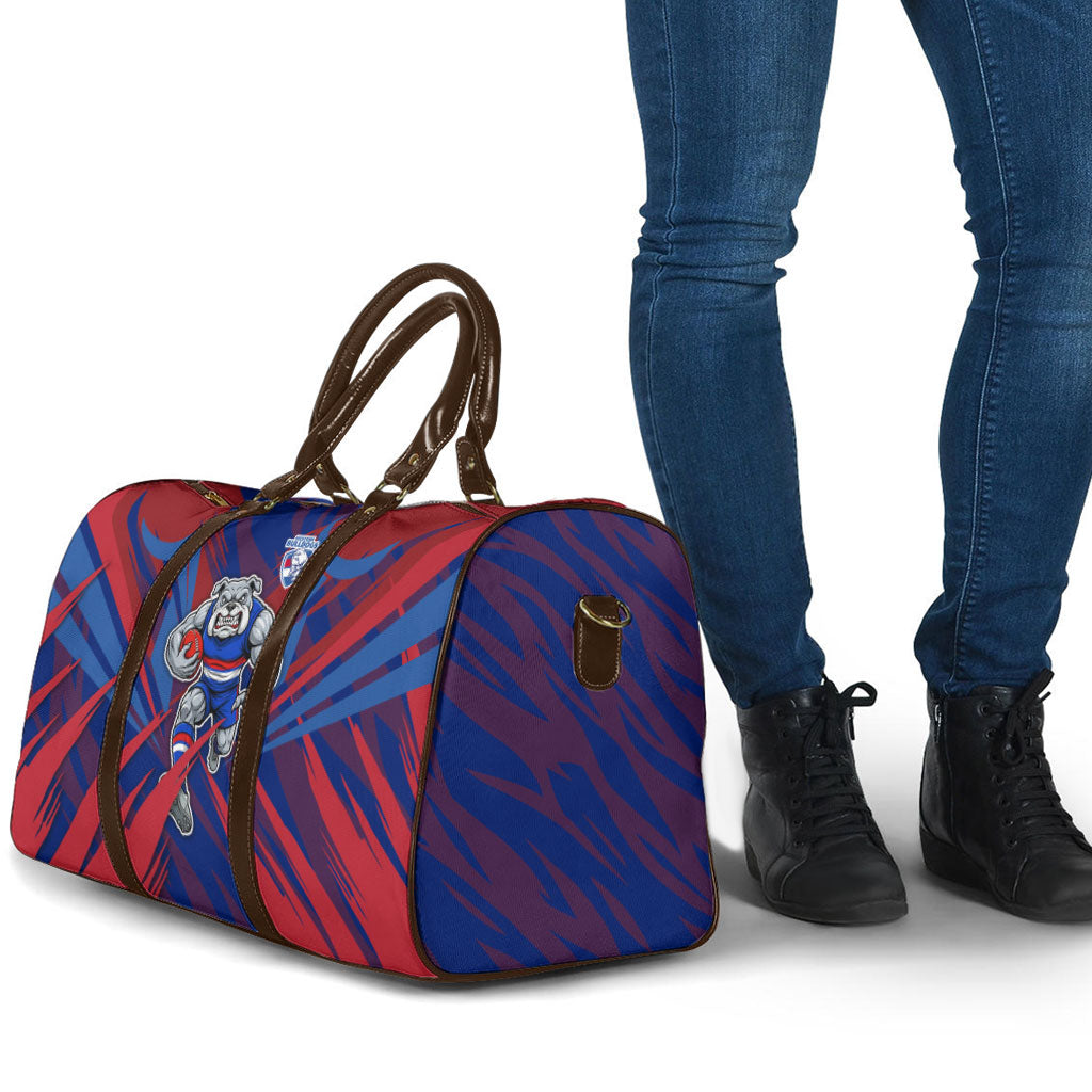Western Bulldogs Australian Football Travel Bag Aggressive Bulldog Mascot - Bold Team Colors