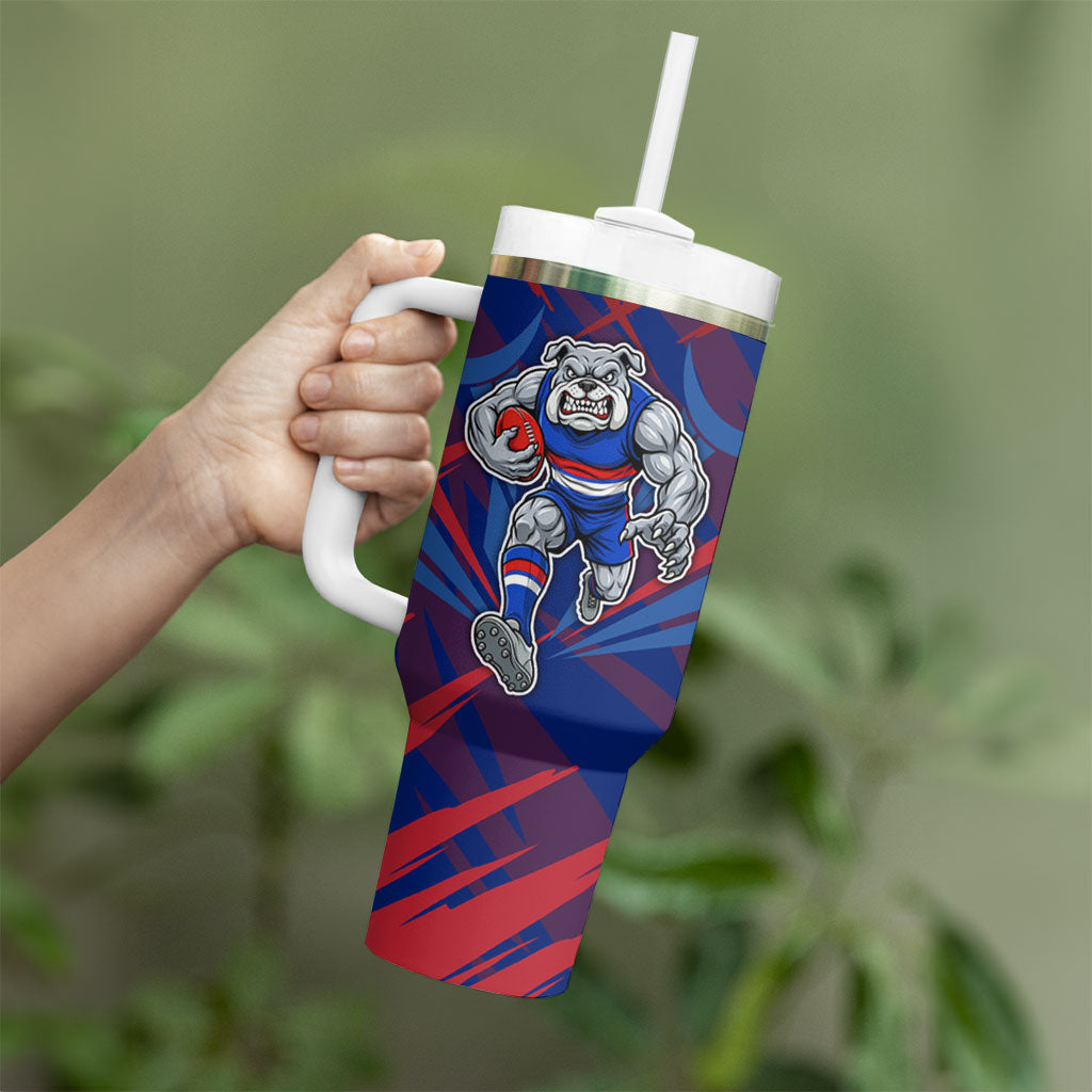 Western Bulldogs Australian Football Tumbler With Handle Aggressive Bulldog Mascot - Bold Team Colors