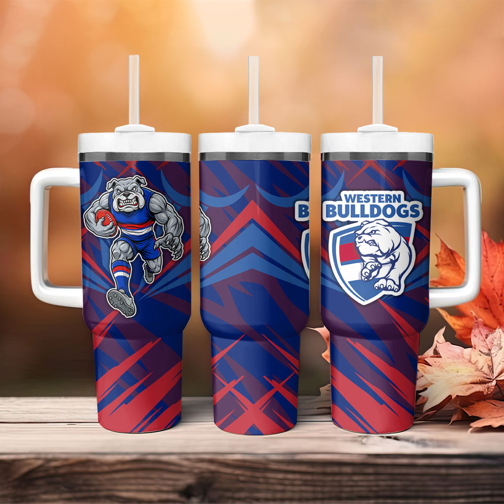 Western Bulldogs Australian Football Tumbler With Handle Aggressive Bulldog Mascot - Bold Team Colors