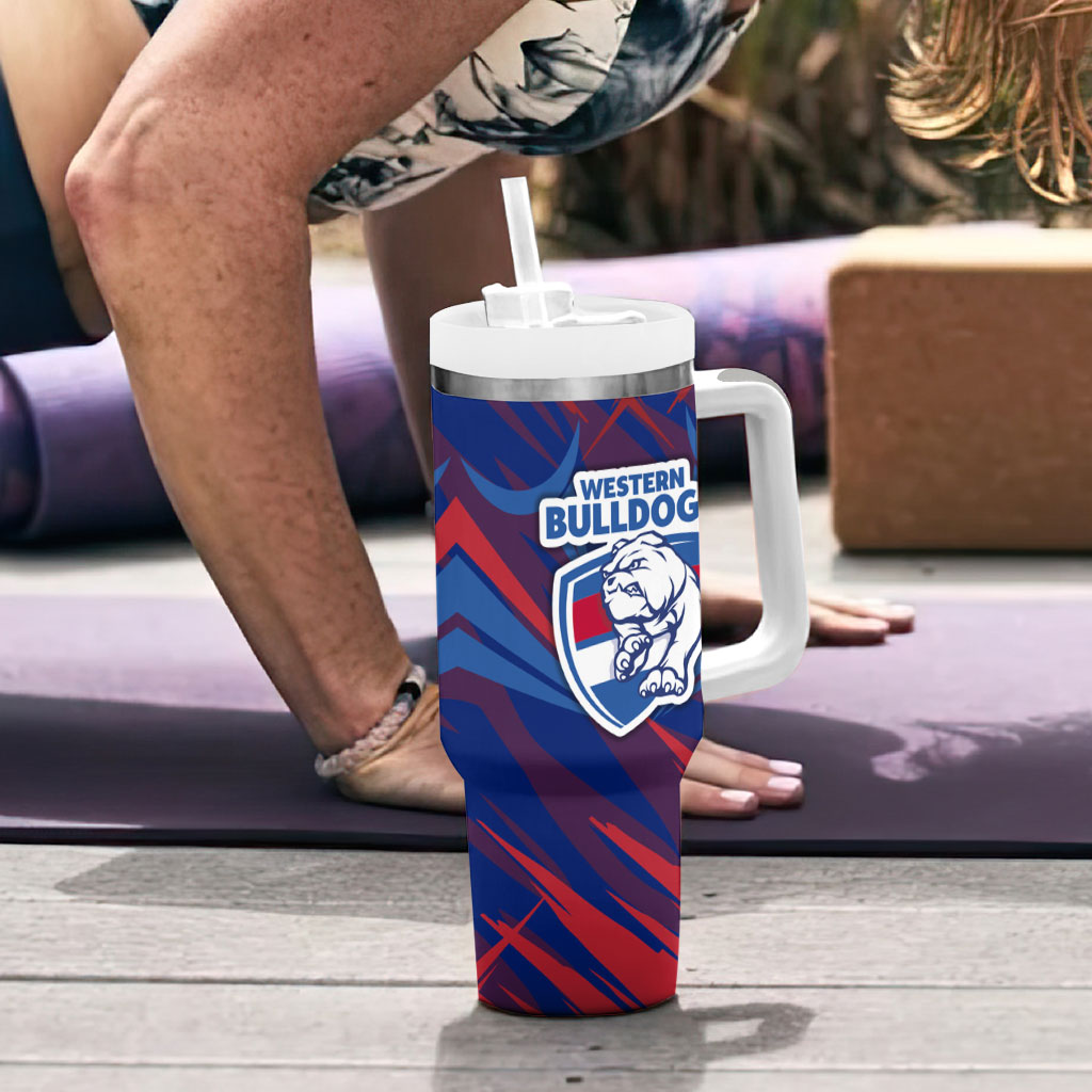 Western Bulldogs Australian Football Tumbler With Handle Aggressive Bulldog Mascot - Bold Team Colors