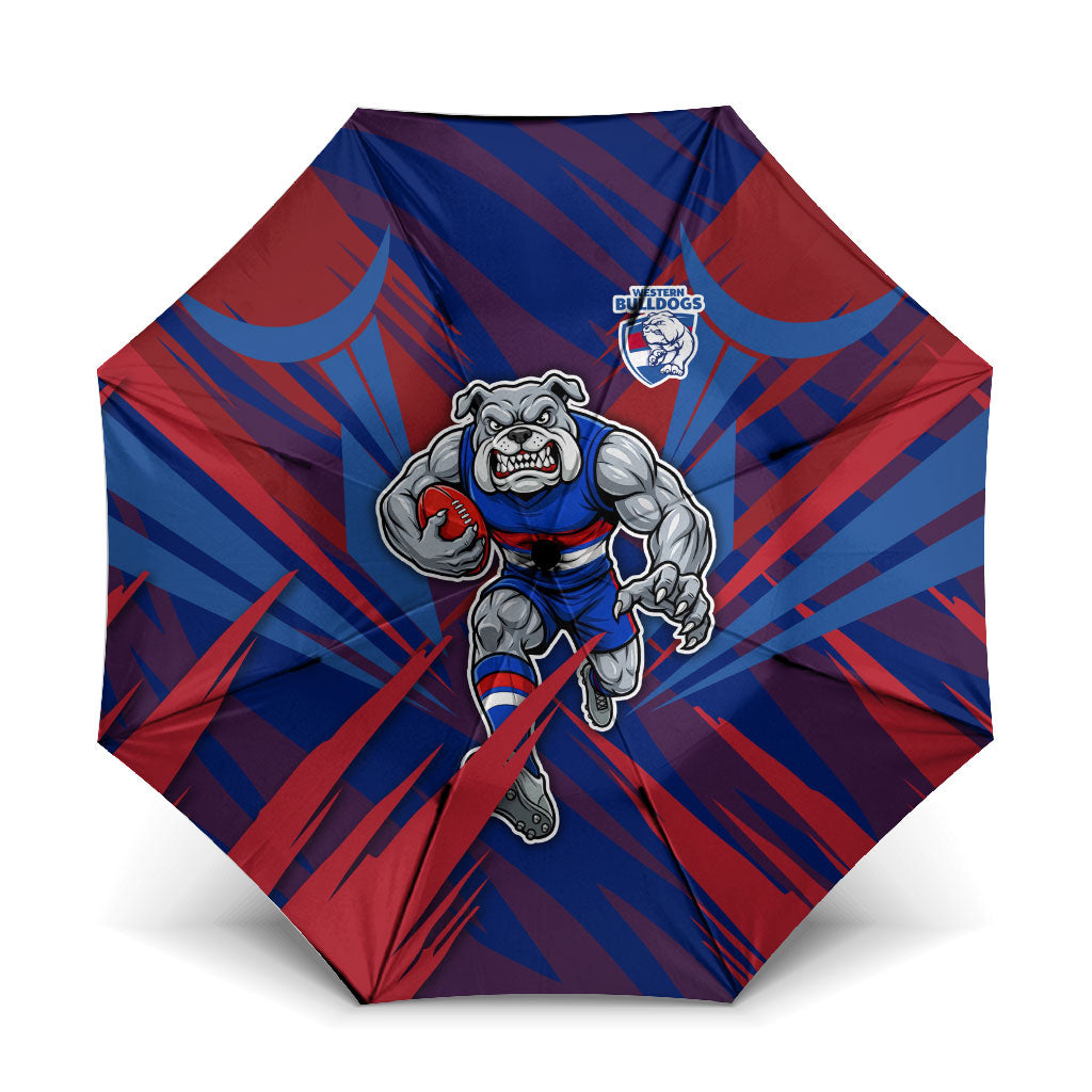 Western Bulldogs Australian Football Umbrella Aggressive Bulldog Mascot - Bold Team Colors