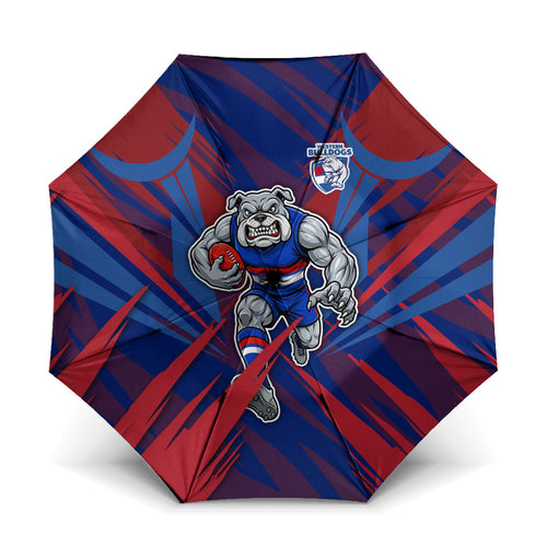 Western Bulldogs Australian Football Umbrella Aggressive Bulldog Mascot - Bold Team Colors