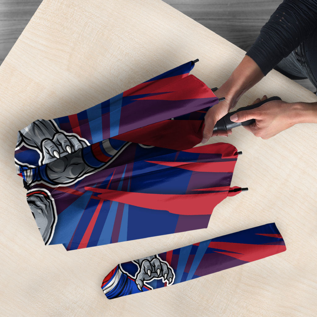Western Bulldogs Australian Football Umbrella Aggressive Bulldog Mascot - Bold Team Colors