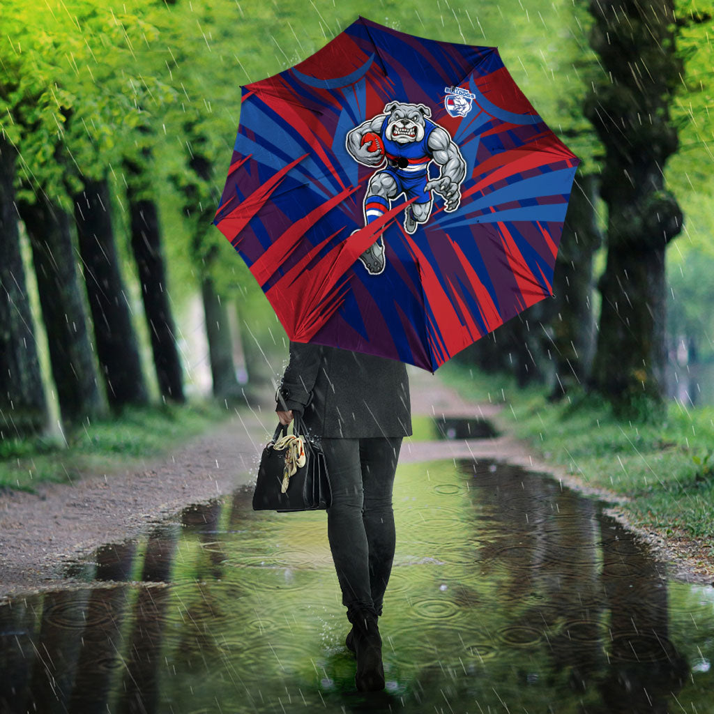 Western Bulldogs Australian Football Umbrella Aggressive Bulldog Mascot - Bold Team Colors