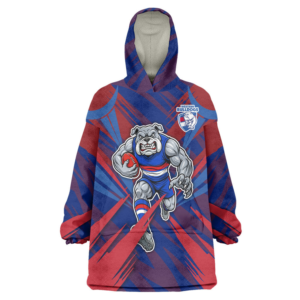 Western Bulldogs Australian Football Wearable Blanket Hoodie Aggressive Bulldog Mascot - Bold Team Colors