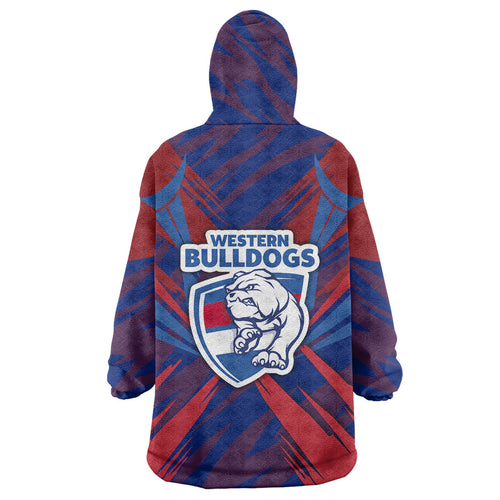 Western Bulldogs Australian Football Wearable Blanket Hoodie Aggressive Bulldog Mascot - Bold Team Colors