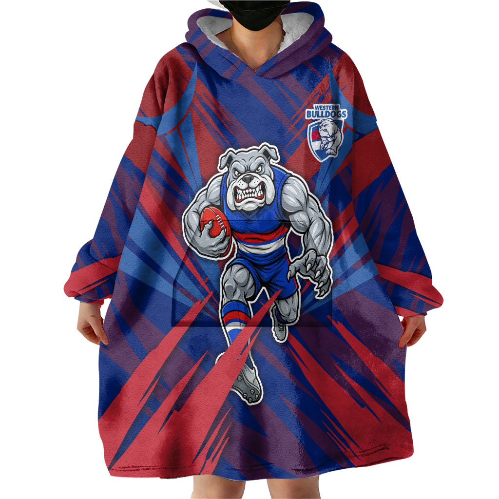 Western Bulldogs Australian Football Wearable Blanket Hoodie Aggressive Bulldog Mascot - Bold Team Colors