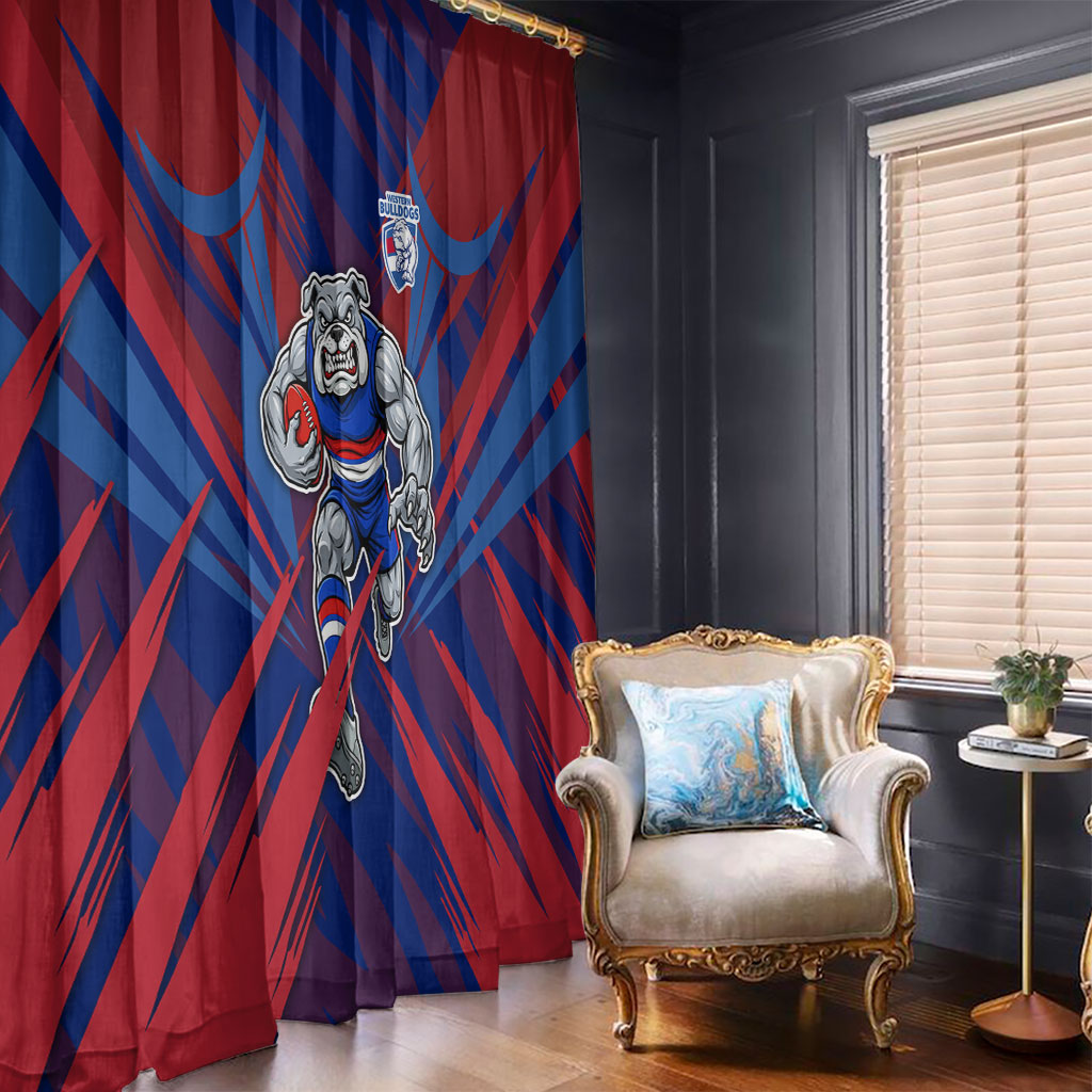 Western Bulldogs Australian Football Window Curtain Aggressive Bulldog Mascot - Bold Team Colors