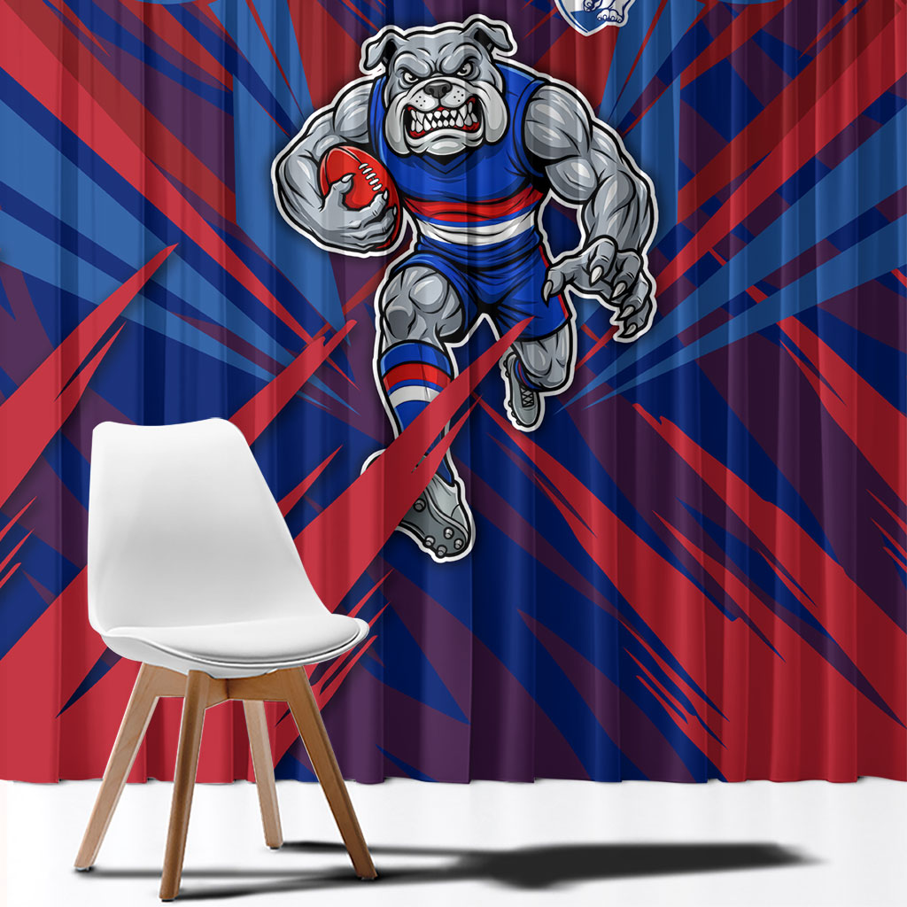 Western Bulldogs Australian Football Window Curtain Aggressive Bulldog Mascot - Bold Team Colors
