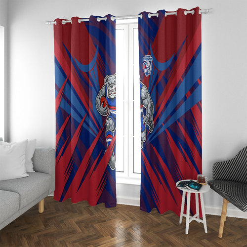Western Bulldogs Australian Football Window Curtain Aggressive Bulldog Mascot - Bold Team Colors
