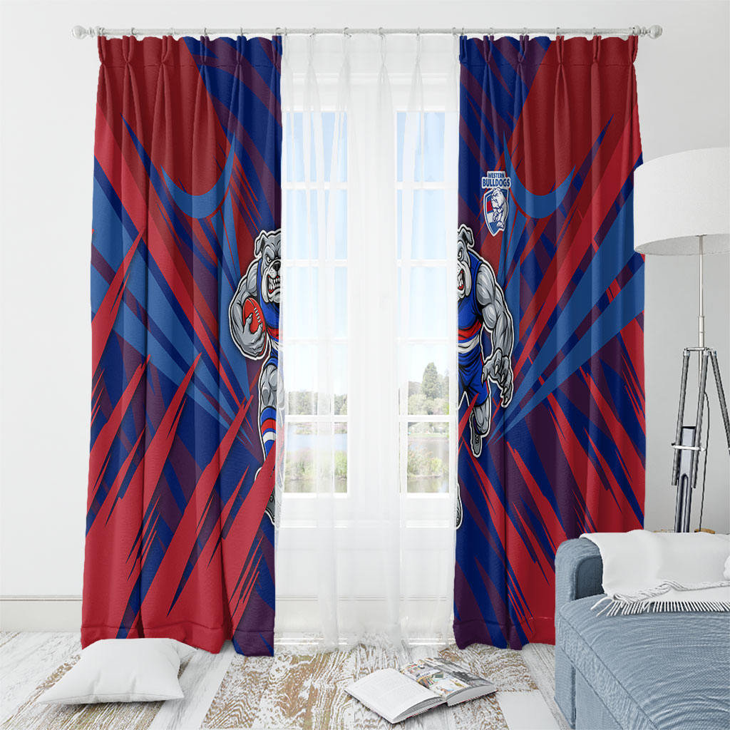 Western Bulldogs Australian Football Window Curtain Aggressive Bulldog Mascot - Bold Team Colors