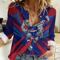 Western Bulldogs Australian Football Women Casual Shirt Aggressive Bulldog Mascot - Bold Team Colors