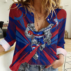 Western Bulldogs Australian Football Women Casual Shirt Aggressive Bulldog Mascot - Bold Team Colors