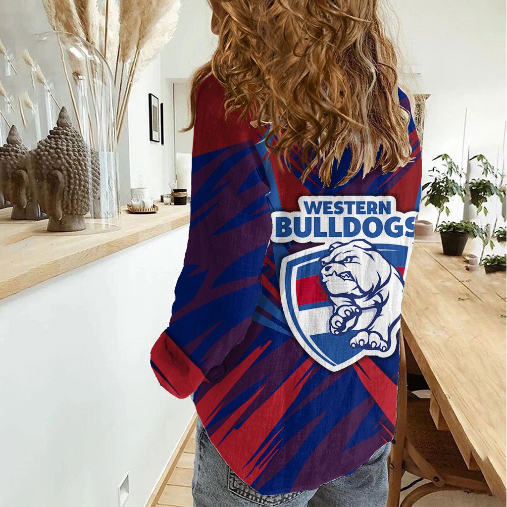 Western Bulldogs Australian Football Women Casual Shirt Aggressive Bulldog Mascot - Bold Team Colors