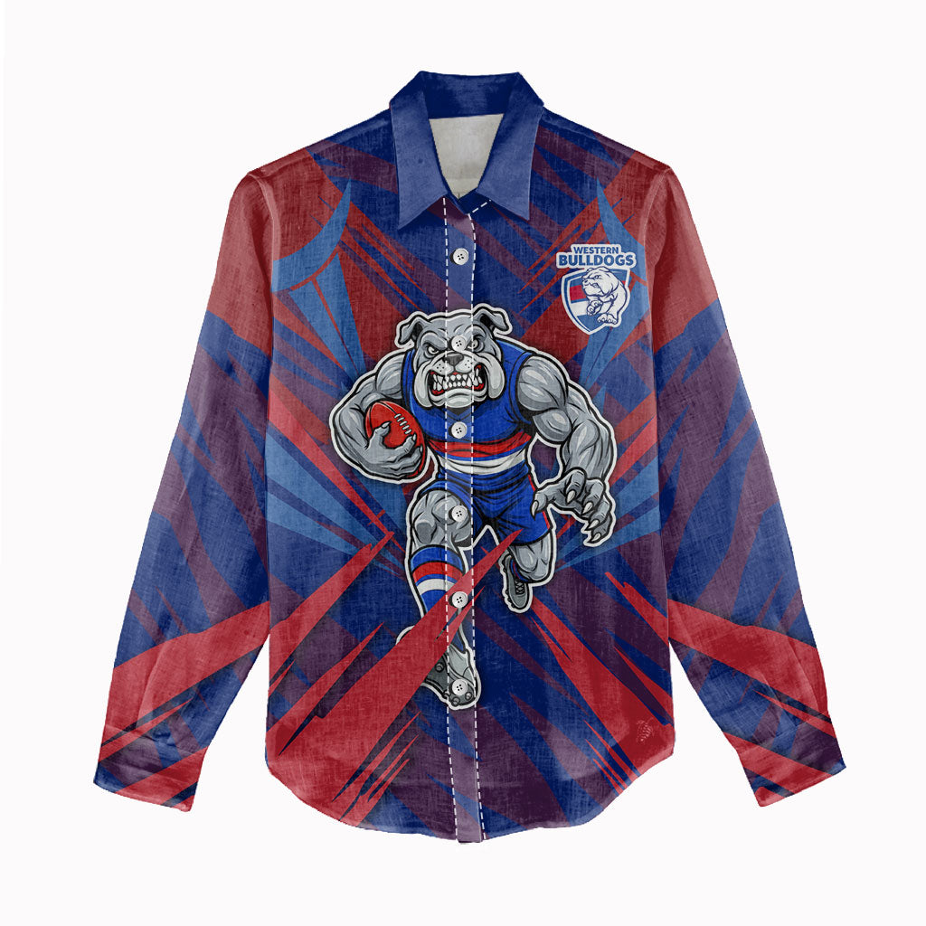 Western Bulldogs Australian Football Women Casual Shirt Aggressive Bulldog Mascot - Bold Team Colors