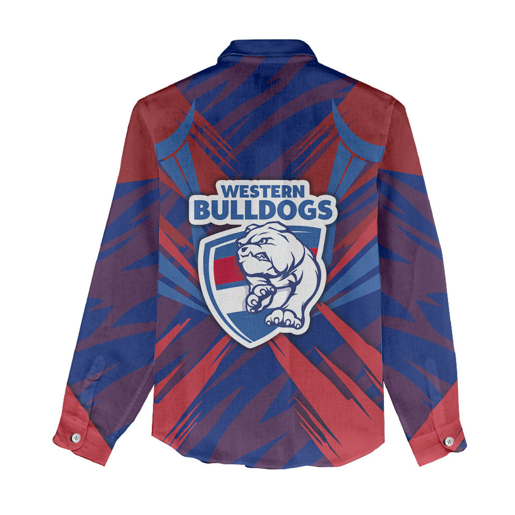 Western Bulldogs Australian Football Women Casual Shirt Aggressive Bulldog Mascot - Bold Team Colors