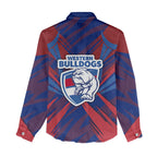 Western Bulldogs Australian Football Women Casual Shirt Aggressive Bulldog Mascot - Bold Team Colors