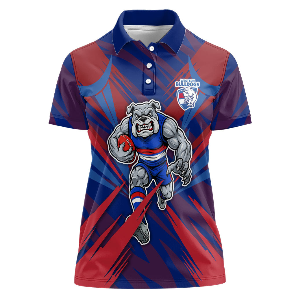 Western Bulldogs Australian Football Women Polo Shirt Aggressive Bulldog Mascot - Bold Team Colors