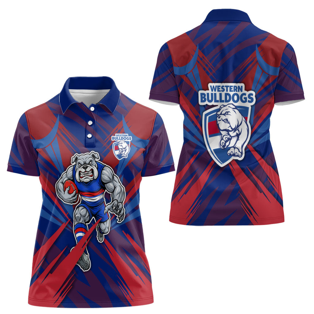 Western Bulldogs Australian Football Women Polo Shirt Aggressive Bulldog Mascot - Bold Team Colors